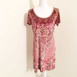 Lucky brand velvet red and gold dress